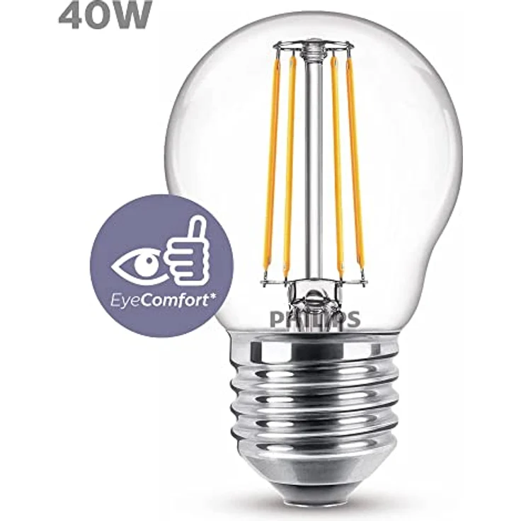 Philips LED Lampe Lüsterkolben E27, Warmweiß (2700K), 470 lm, 4,3 W entspricht 40 W – Bild 6