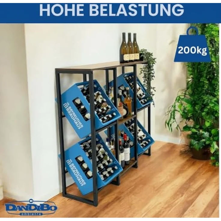DanDiBo Getränkekistenregal 4 Kisten mit Ablage Holz Metall 96564 Getränkeregal Kistenregal Getränkekistenhalter – Bild 4