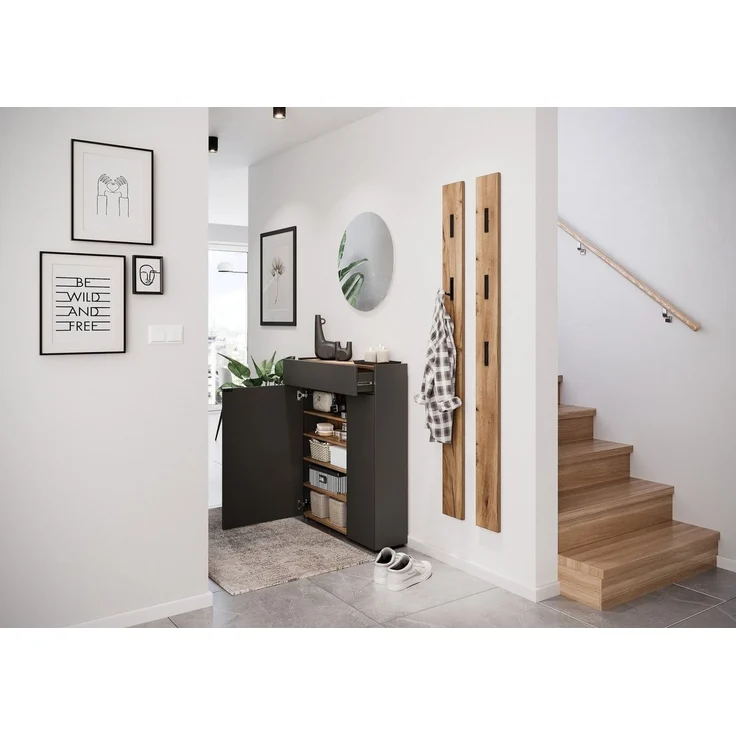 Germania Mehrzweckschrank 1319-549 GW-Ameca, in Graphit/Navarra-Eiche-Nb, mit Türdämpfung, 83 x 99 x 22 cm (BxHxT) – Bild 2