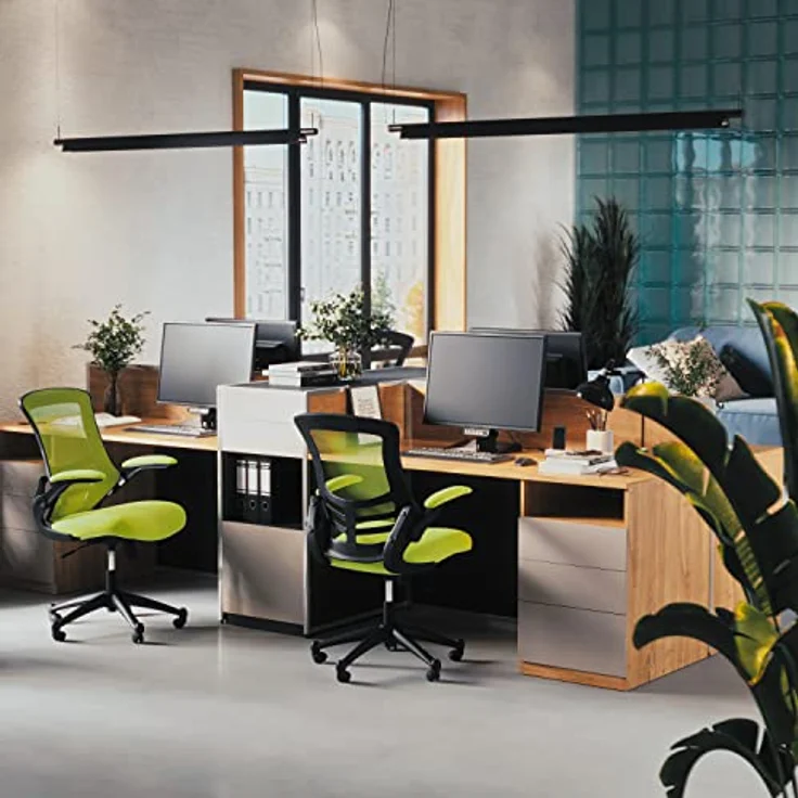 Flash Furniture Bürostuhl, Metall Kunststoff Holzwerkstoff Schaumstoff Netzgewebe Technisches Holz, Grünes Netz, 64. 77x62. 23x104. 78 cm – Bild 7