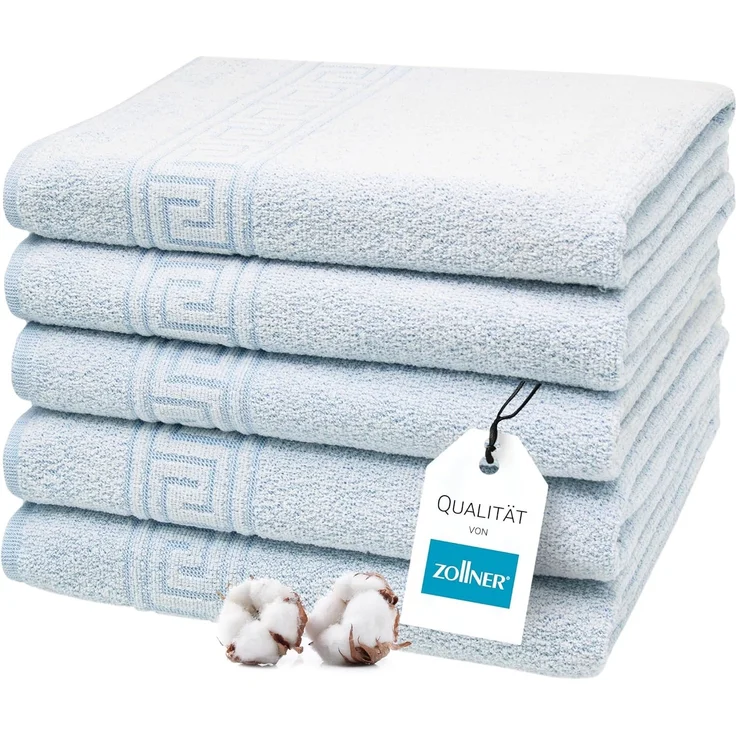 ZOLLNER 5er Set Duschtücher 70% Baumwolle, 30% Polyester, 70x140 cm, blau – Bild 1