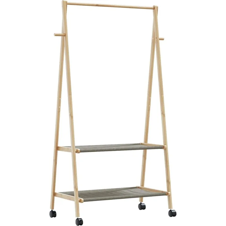 vidaXL Kleiderständer mit Ablagen und Rollen 96x45,5x155,5 cm Bambus 4008909