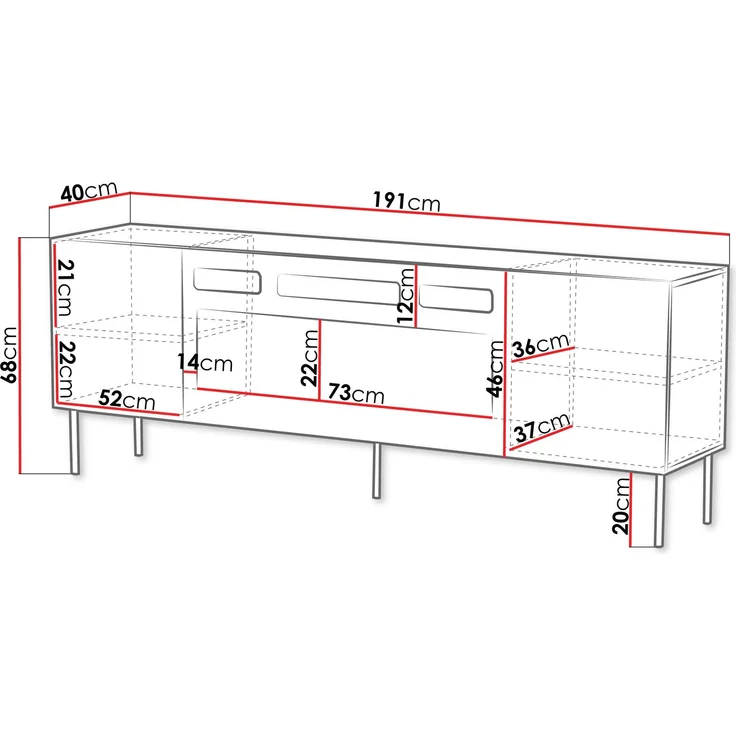 TV-Lowboard Aropo 190 mit Kamin (Farbe: Cashmere) – Bild 4