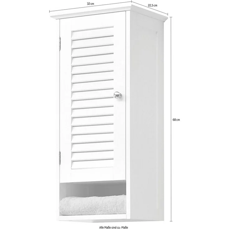 Saphir Hängeschrank Quickset 928 Wand-Badschrank, 1 Tür, 1 Einlegeboden, 1 Nische Badezimmer-Hängeschrank, 32 cm breit, Weiß, Landhaus-Stil – Bild 3