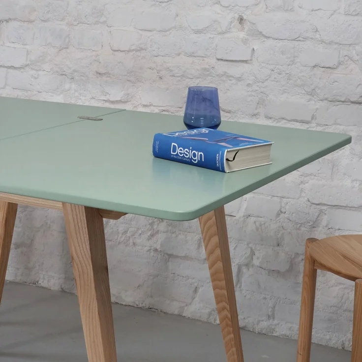 Ragaba rechteckiger ausziehbarer Tisch, MDF & Massives Eschenholz, 90x65 cm, Salbeigrün – Bild 6