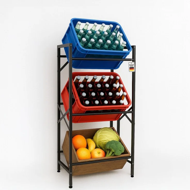Roxlin Ablageregal Getränkekistenregal für 3/6 Kisten – Metallregal mit Ablage 300 kg, 3-tlg. – Bild 1