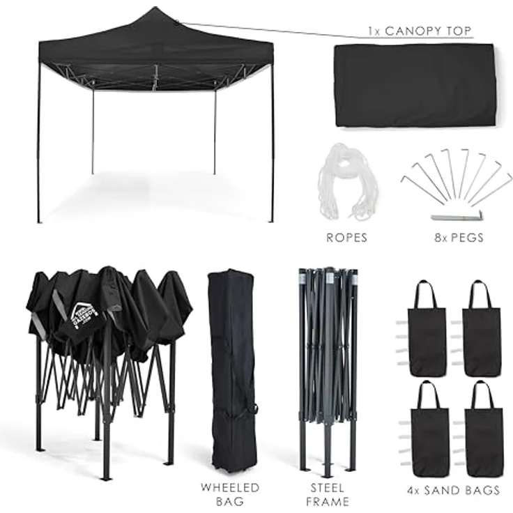 All Seasons Gazebos 3x4. 5m vollständig wasserdichtes Faltpavillon - Schwarz – Bild 5