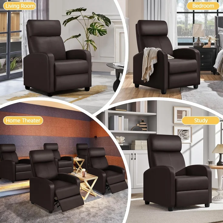 Yaheetech Relaxsessel Fernsehsessel Ruhesessel Liegesessel mit Liege-Funktion Polstersessel Kunstleder verstellbar Einzelliegesessel Wohnzimmer Schlafzimmer Heimkino Braun – Bild 9