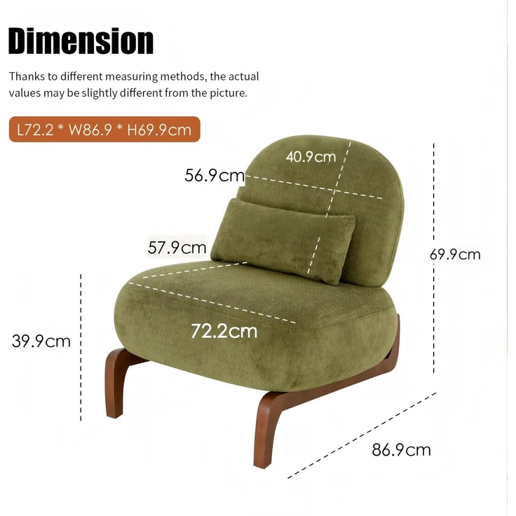 LVHOM Sessel Velvet Glamour mit Holzgestell, Loungesessel mit Kissen, Polstersessel für Wohnzimmer & Schlafzimmer, Skandi-Design, Grün – Bild 2