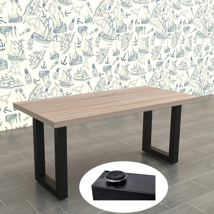Tischuntergestell 90x72cm Möbelfüße Schwarz Tischbeine Industrie Bankkufen Stahl – Bild 3