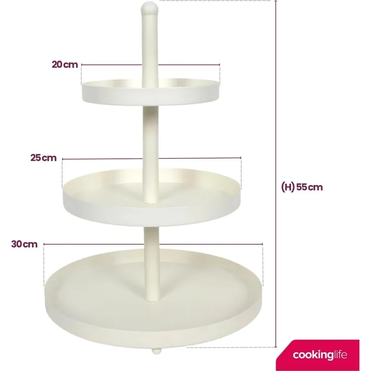 HIT Trading Etagere SISSI, Ø 33 x H 55 cm, Weiß, mit 3 Etagen, Metall – Bild 5