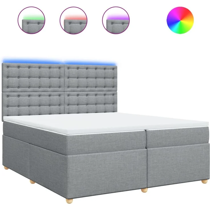 vidaXL Boxspringbett mit Matratze Hellgrau 200x200 cm Stoff 3293701 – Bild 2