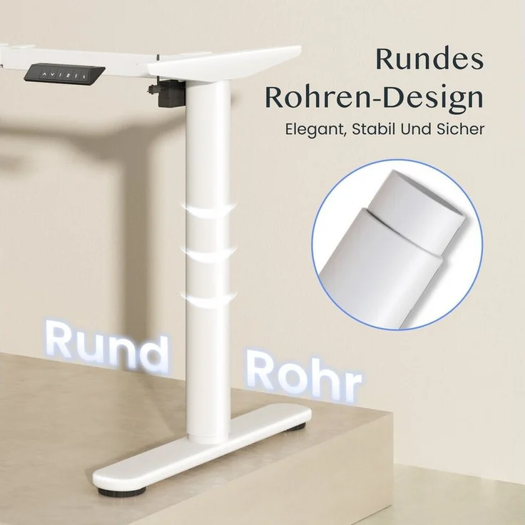 FLEXISPOT Schreibtisch Elektrisch höhenverstellbares Tischgestell, Schwarz/Weiß/Grau/Mousse (1-St, mit elegant abgerundeten Tischbeinen (runde Form), harmonisches Design, Anti-Kollisionsschutz, Max. Load: 80KG – Bild 2