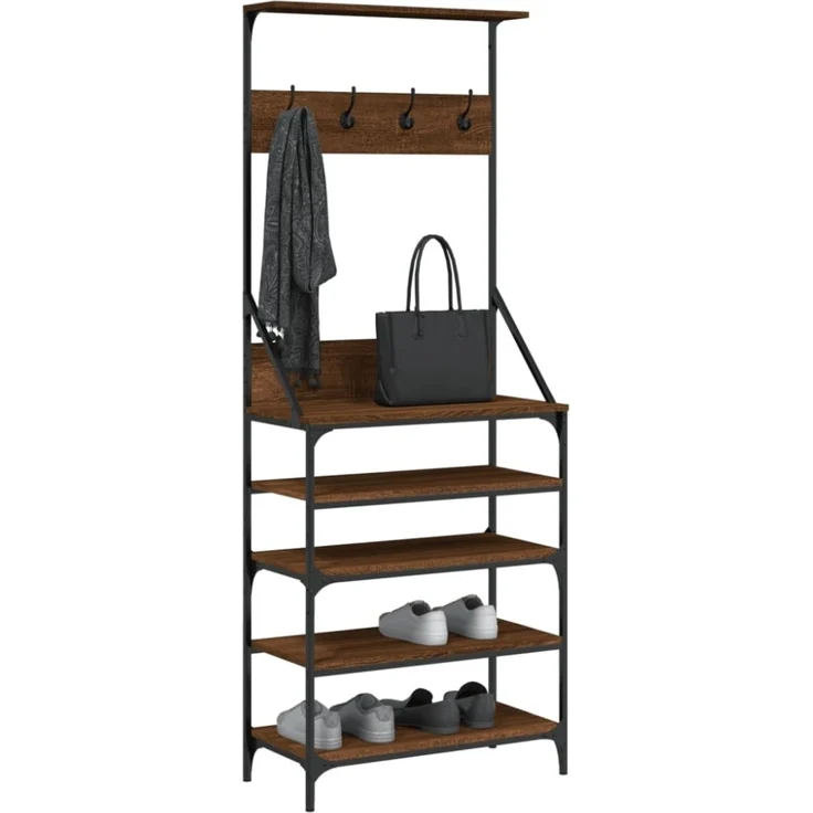 vidaXL Kleiderständer mit Schuhablage Braun Eiche-Optik 70x34x184 cm 837876 – Bild 2