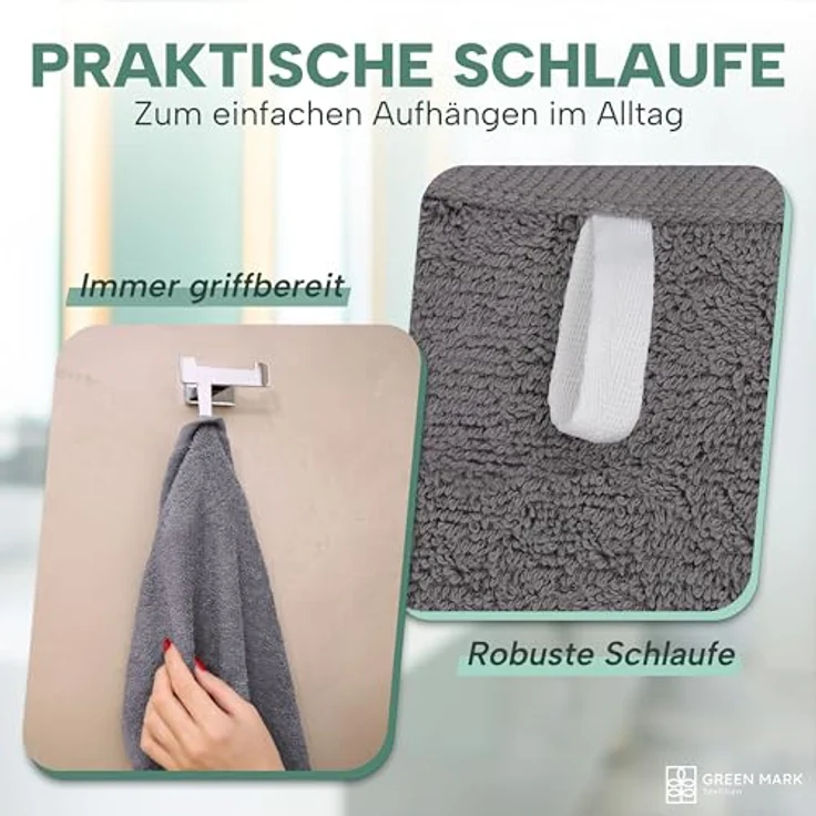 NatureMark 8er Spar-Pack Frottier Handtücher, Handtuch-Set, 50x100 cm, Anthrazit grau, 100% Baumwolle – Bild 7