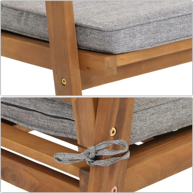 Garten-Garnitur HWC-N46, Lounge-Set Gartenlounge Bank Sessel Tisch, Holz Akazie MVG-zertifiziert ~ Kissen grau – Bild 8