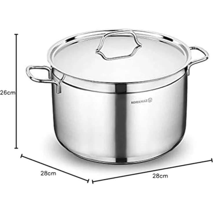 KORKMAZ Edelstahl 18/10 tiefer Topf mit Edelstahldeckel 28x18cm 11.0L KORKMAZ ALFA A1029 – Bild 6