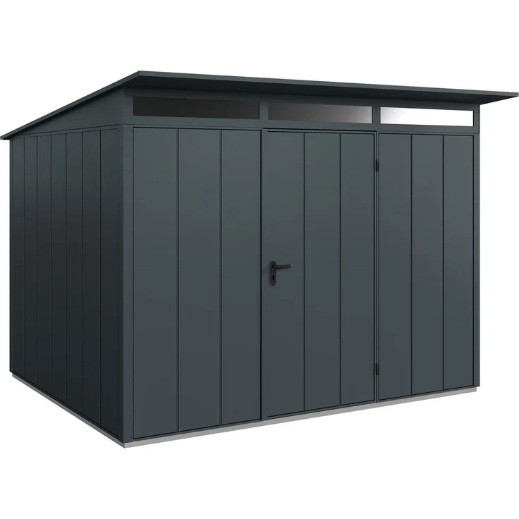 Hörmann Ecostar Metall-Gerätehaus Elegant mit Pultdach Typ 3, 238x303 cm , anthrazitgrau, 7,2 m²,1-flüglige Tür – Bild 1