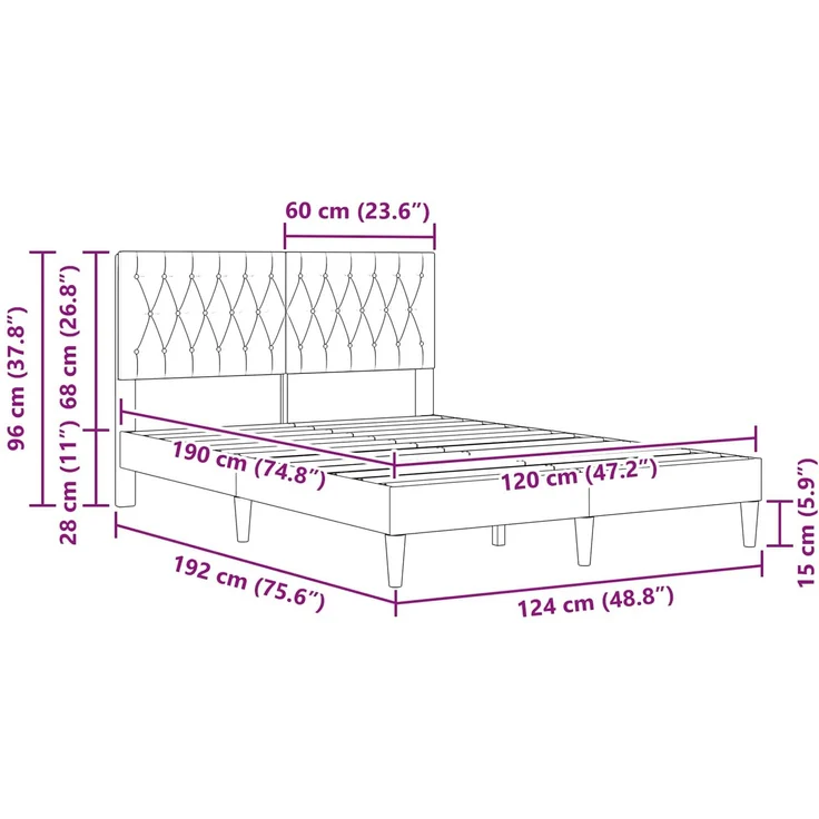 vidaXL Bettrahmen mit Kopfteil Blau 120 x 190 cm Samt 42027654 – Bild 9
