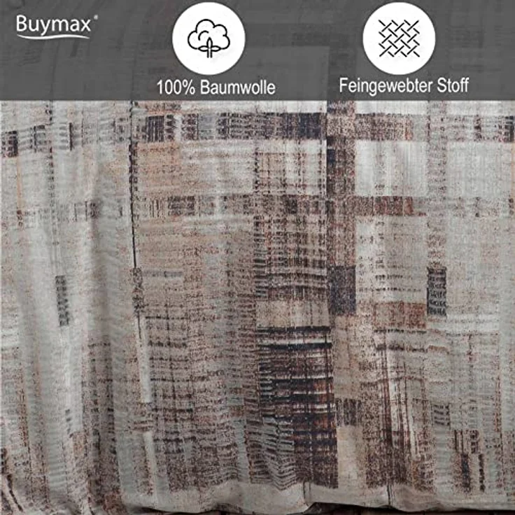 Buymax Bettwäsche Alvaro, Renforce: 100% Baumwolle, 2 teilig, 155x220 cm, Bettbezug-Set mit Reißverschluss Karo Kariert, Braun Beige – Bild 4