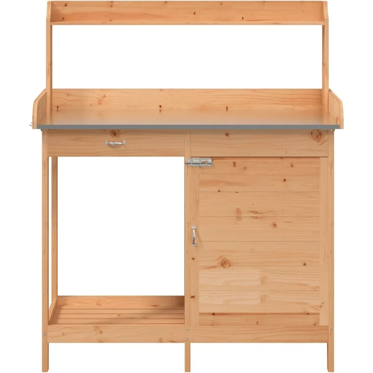 vidaXL Pflanztisch mit Schrank Braun 110,5x45x124,5cm Massivholz Tanne 156344 – Bild 7