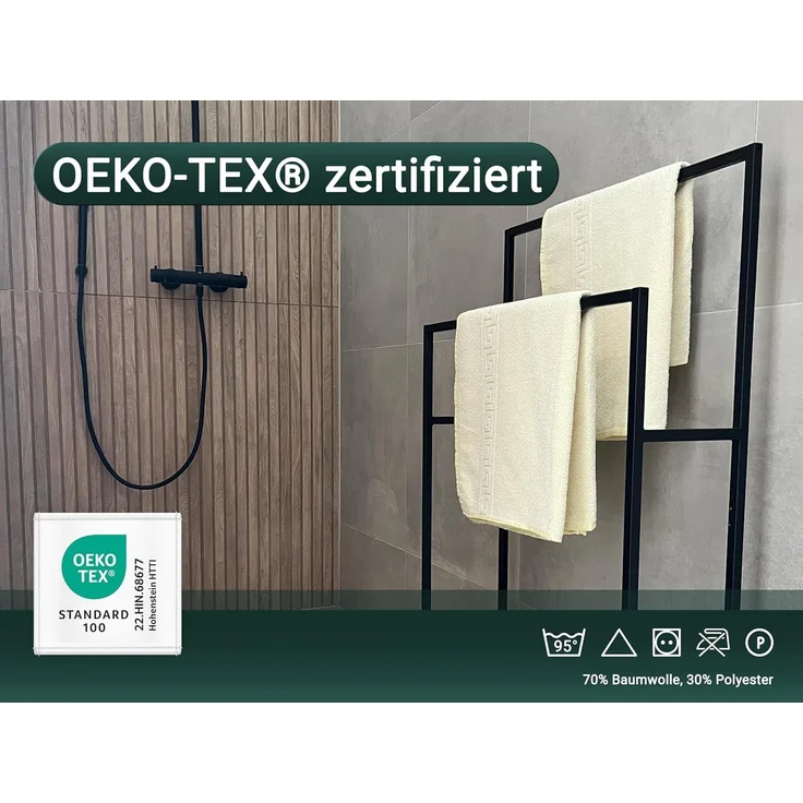 ZOLLNER 5er Set Duschtücher 70% Baumwolle, 30% Polyester, 70x140 cm, gelb – Bild 5