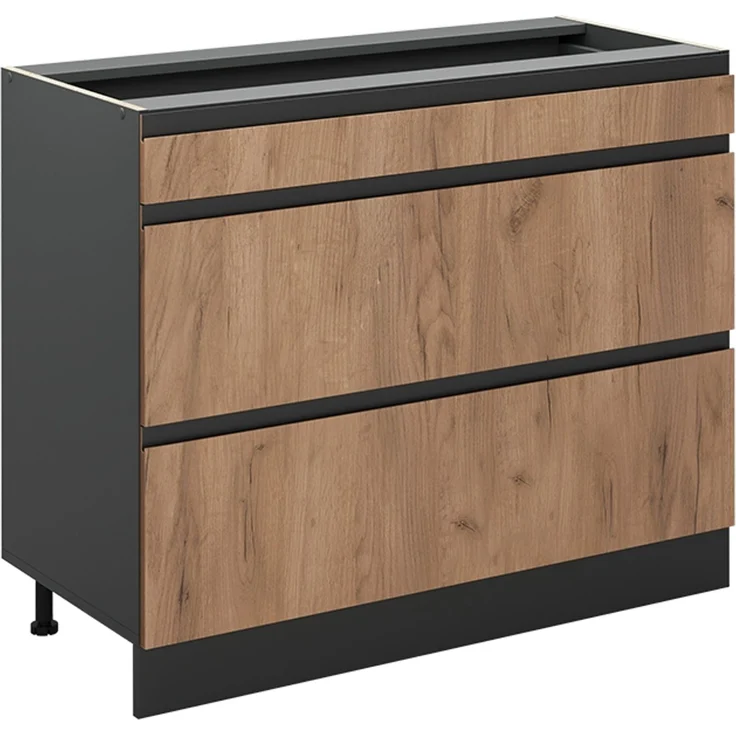 Küchenunterschrank R-Line Goldkraft Eiche/Anthrazit 100 cm ohne Arbeitsplatte Vicco – Bild 1