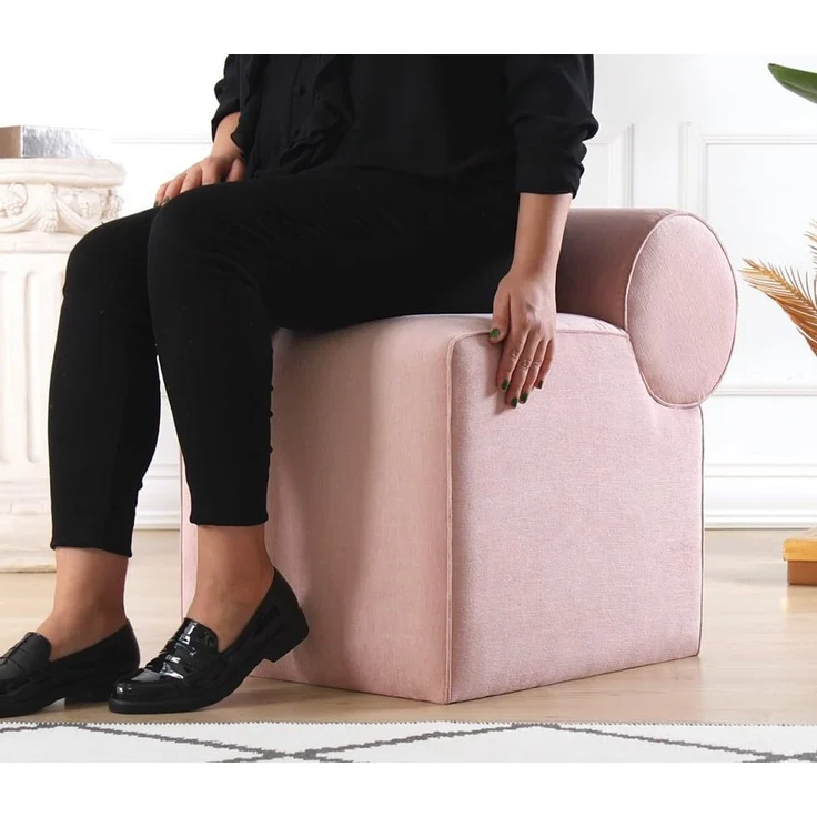 Hanah Home 'Linburg Puf - Pink' Pouffe, Rosa, 45 x 56 x 60 cm – Bild 3