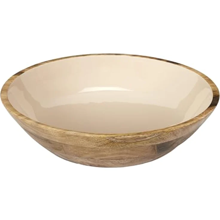 HOME DECO FACTORY, KA0572, Dune Uni Mango Wood Salad Bowl, elegant and Natural Design, ideal for Salads and Various Dishes, Easy to Maintain, Diameter 33 cm, beige Brown Color – Bild 1