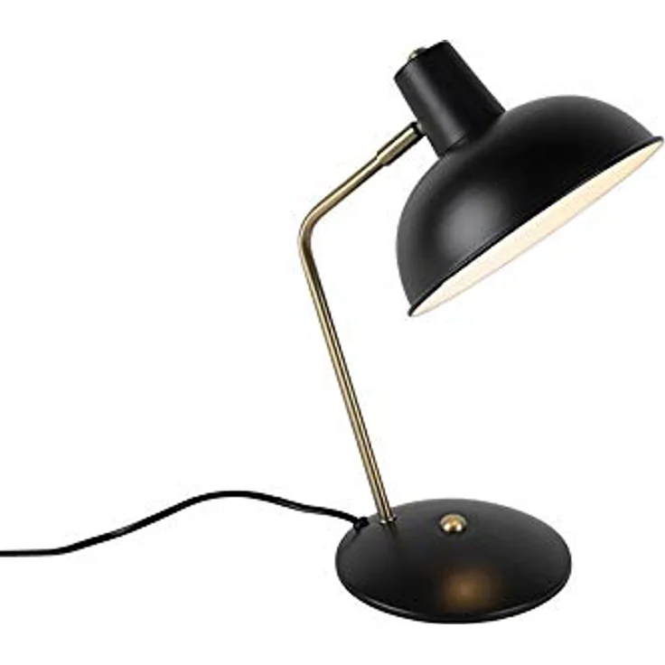 QAZQA Milou Tischlampe, Modern Retro in Schwarz mit Bronze, E14 Fassung, dimmbar, Metall, Höhe 38 cm – Bild 1
