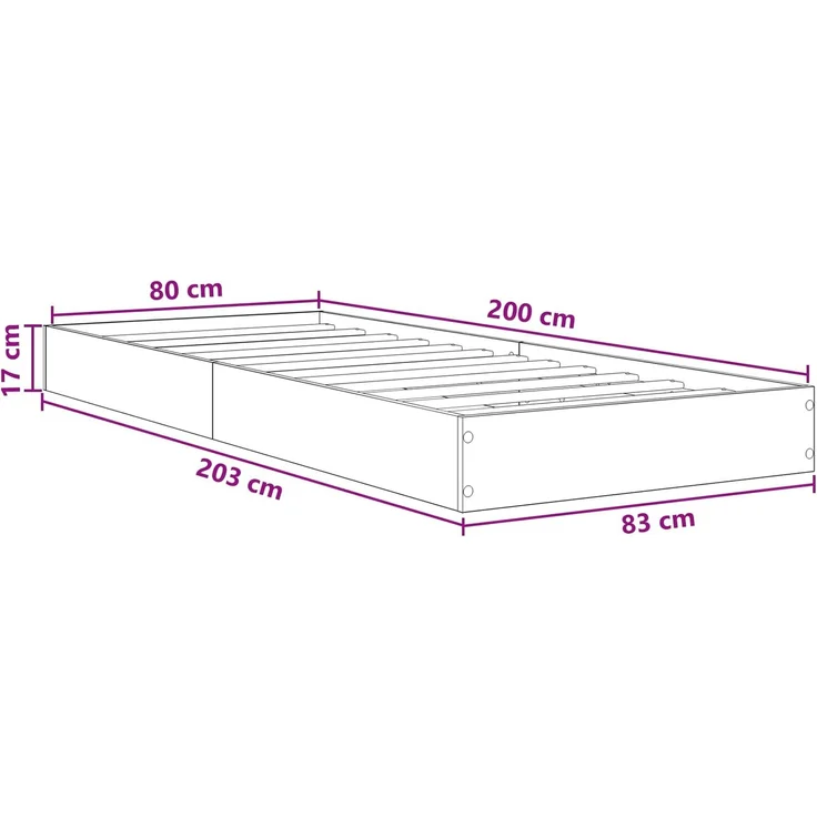 vidaXL Bodenbettgestell Weiß 80 x 200 cm Holzwerkstoff 8009075 – Bild 8