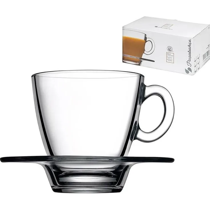 12 tlg Teeglas mit Unterteller Capuccino Pasabahce Glas Kaffe Latte Trinkglas Gläserset Cay Bardagi Cay Seti , 6x Teeglas, 6x Untertasse