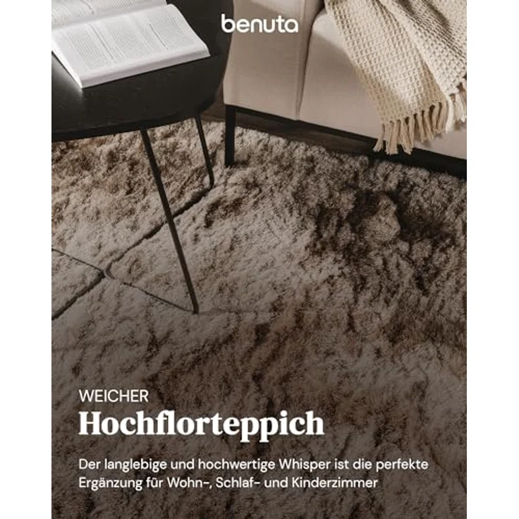 benuta Teppich Whisper, rechteckig, Höhe: 31 mm, Hochflorteppich Wohnzimmer, Schlafzimmer, Esszimmer, Flur, Weich – Bild 4