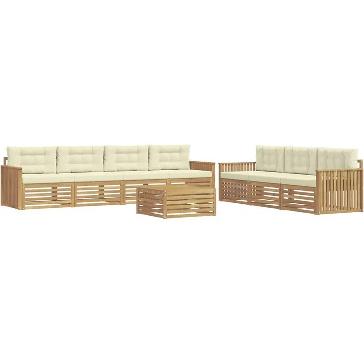 vidaXL Outdoor-Sofagarnitur 8 stk. 7-Sitzer Weiß und Creme 3390160 – Bild 2