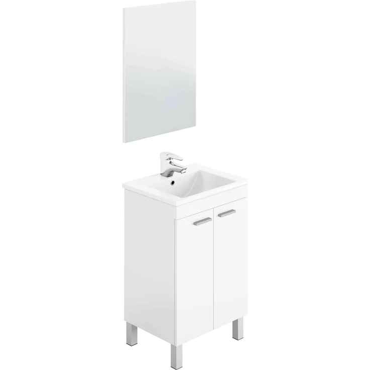 Waschbeckenunterschrank >KONCEPT 50< in weiß glänzend - 50x80x40 (BxHxT) – Bild 3