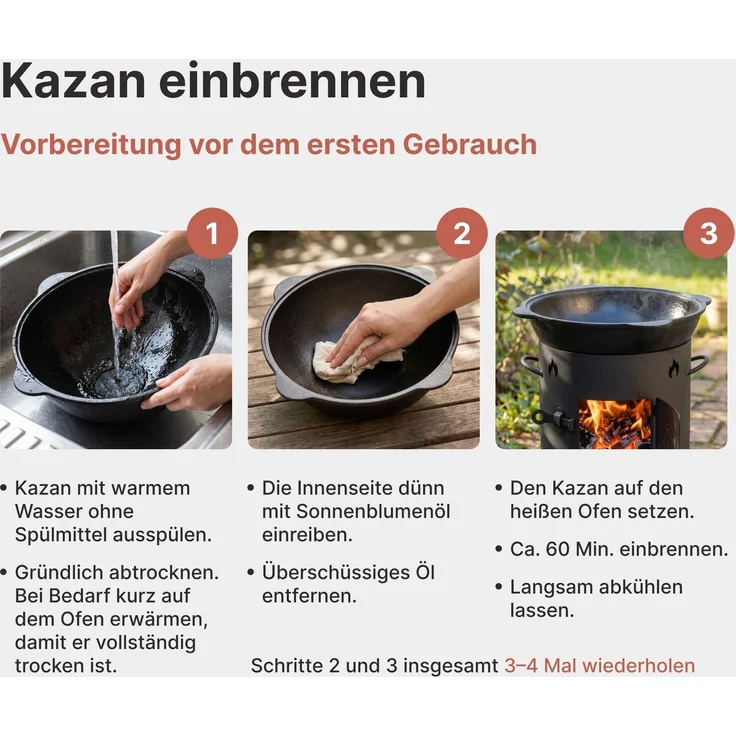Uchag Ø44 Stahl 2mm mit Schornstein Kazan 16L Utschak Adapter-Ringe Abzugsrohr Utschag Campingofen Kasan Feuerstelle Feldküche Außenküche Eintopfofen Gulaschkanone – Bild 8