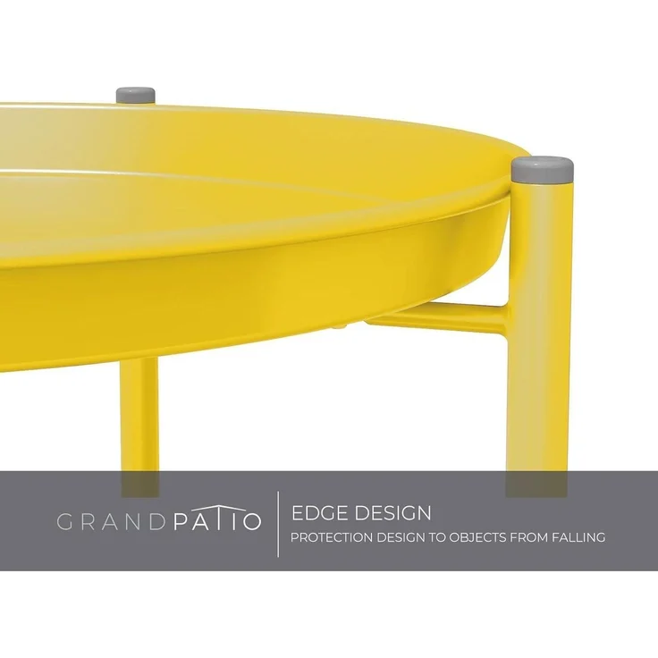 Runder Beistelltisch 2 Ebenen Wohnzimmer Schlafzimmer Garten 45x45x53cm Gelb – Bild 6