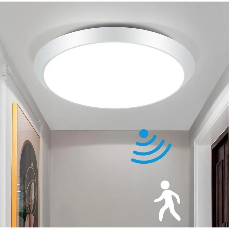 Nettlife LED Deckenleuchte LED Deckenleuchte Bewegungsmelder Schwarz 4000 K, LED fest integriert, Neutralweiß, für Eingangs Treppe Flur