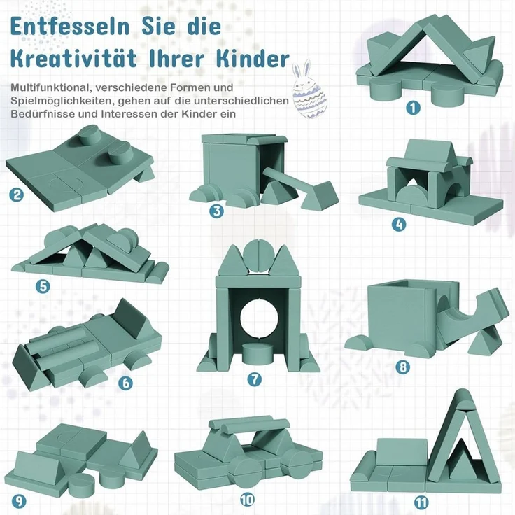 TLGREEN Kindersofa Spielsofa Cord, 15-Teiliges Modulare Kinderspielcouch, Kindersofa-Bausteine, Spielsofa für Kinder, kreatives Spielen für Kuschelecke im Kinderzimmer – Bild 4