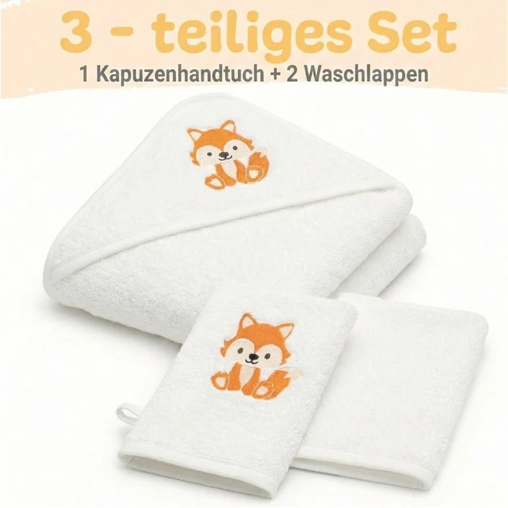Babykajo Kapuzenhandtuch, Frottee (1-St), Kuschliges Baby Handtuch mit Waschlappen – Bild 2