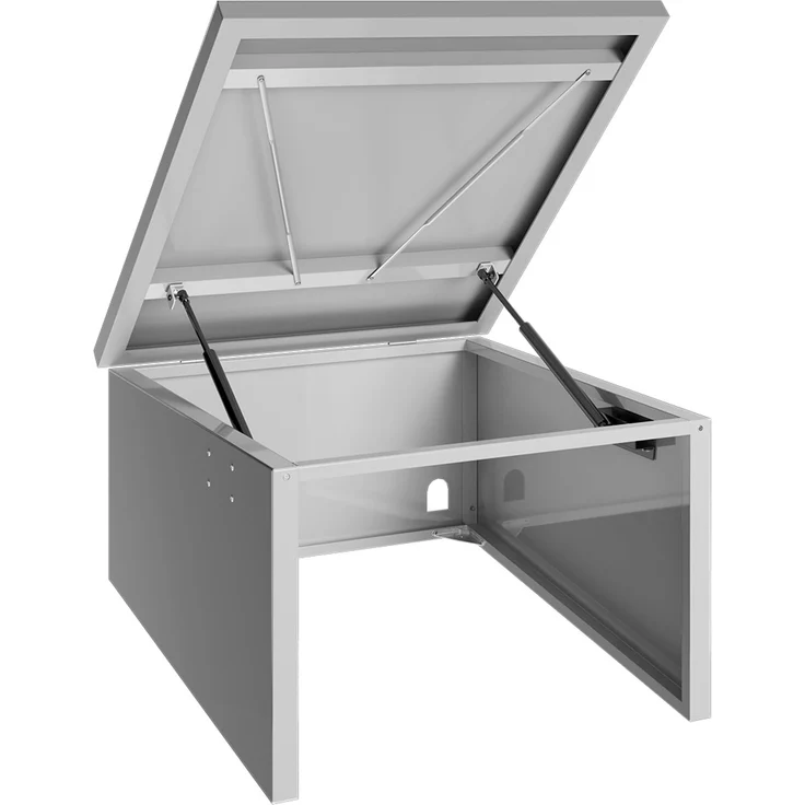 STEELSØN 'Drakon' Mähroboter Garage, Metall, silber, wetterfest, 53/42x77x90 cm, Mähroboterhaus mit aufklappbarem Pultdach – Bild 9