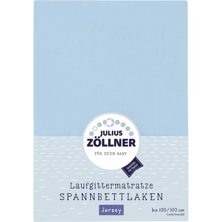 Julius Zöllner Jersey Spanntuch, passend für Laufgittermatratzen 68x90 bis 95x95 cm, hellblau
