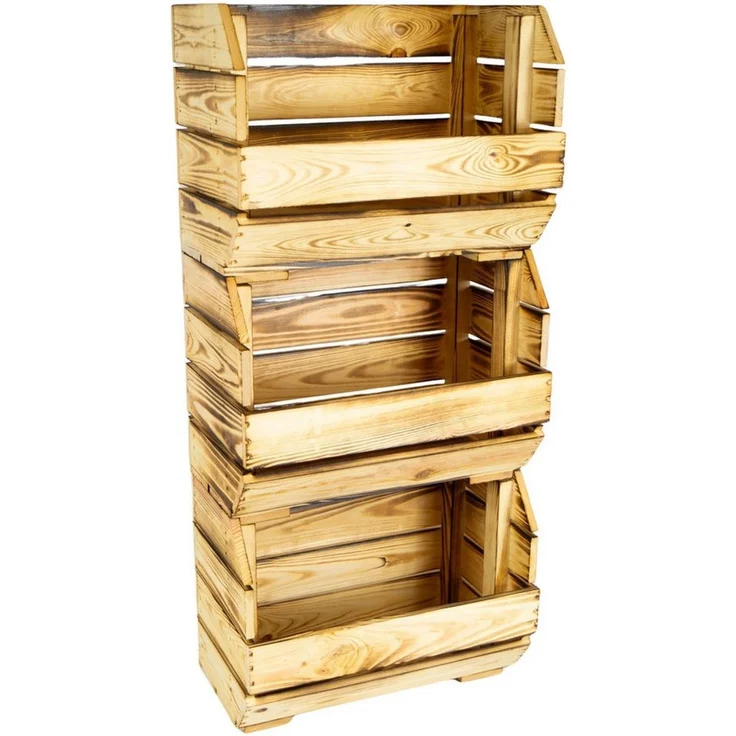 Kistenkolli Altes Land Allzweckkiste Schmales Küchenregal 40x22x29 cm in geflammt Gemüsekiste Obsthorde (Spar-Set, 1er Set) – Bild 3