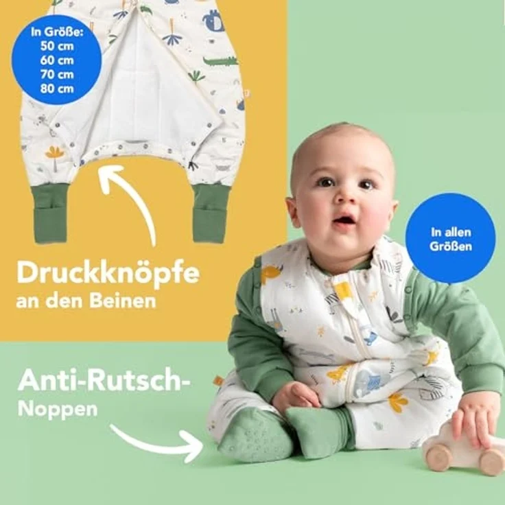 Schlummersack Kinderschlafsack Schlafsack mit Füßen und umklappbaren Bündchen, 2.5 Tog OEKO-TEX – Bild 3