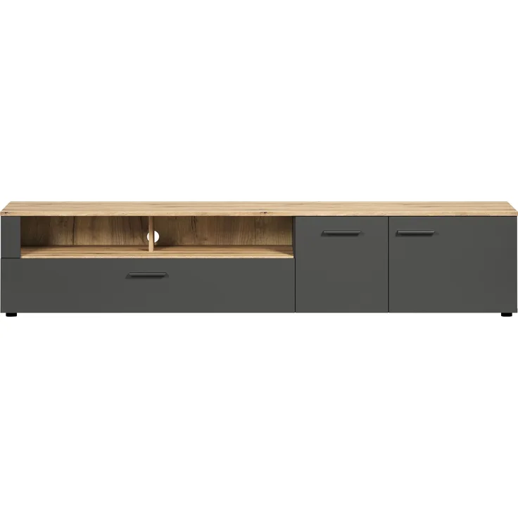TV-Lowboard Esteban in grau und Eiche Evoke 210 cm