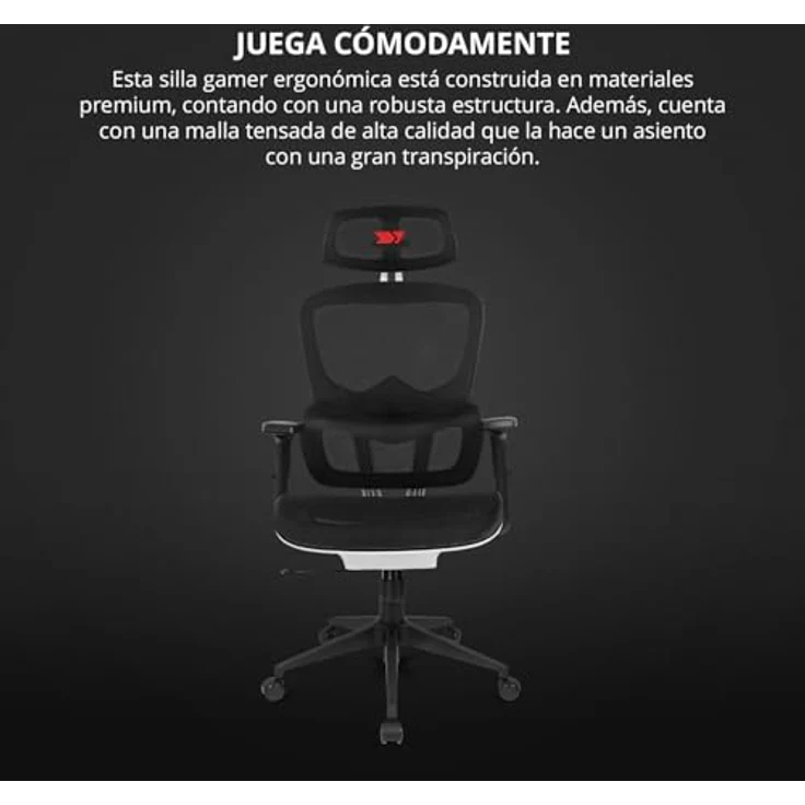 DRIFT GAMING DRAIR200 - Professioneller Gaming Chair, hochwertiges Mesh und verstärktes Polymer, 2D verstellbare gepolsterte Armlehnen, Klasse 4 Kolben, drehbar, neigbar, weiß/schwarz/rot. – Bild 7