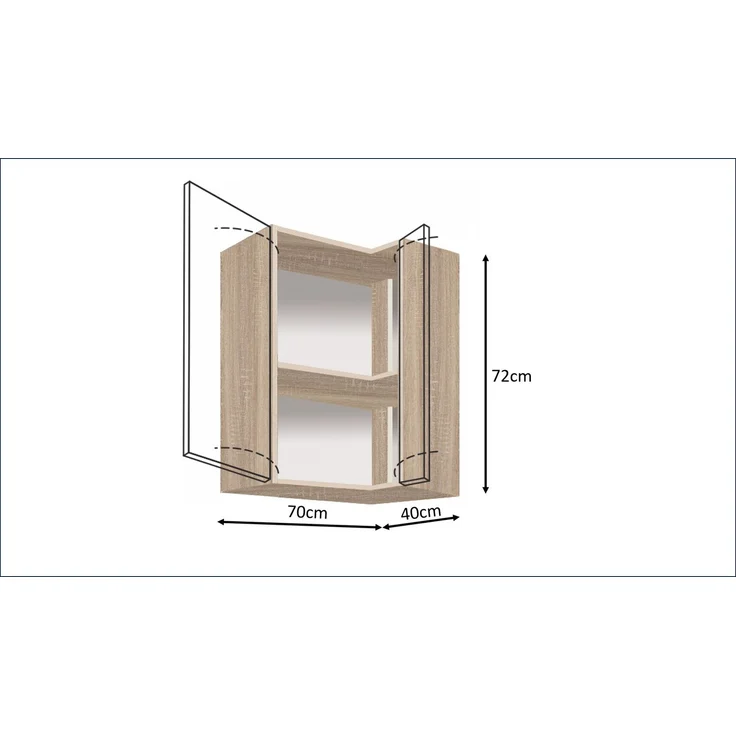 PREMIO 44G – Eckhängeschrank 70 × 40 cm, Beige Hochglanz – Bild 6