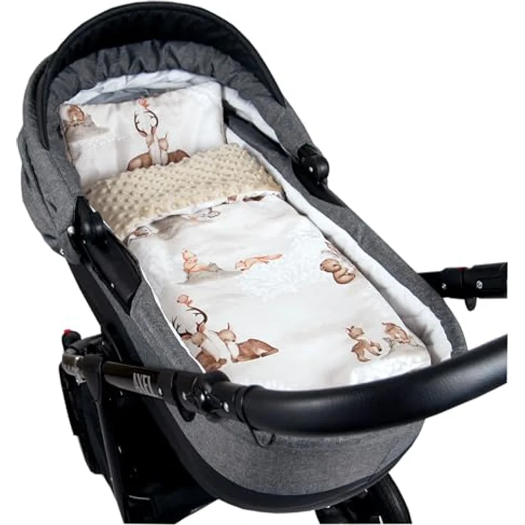 Kinderdecke BABYLUX Babydecke MINKY 2Set Kuscheldecke Decke 75 x 60cm Kinderwagen, BabyLux, MP133. Beige + Frühlingsmelodie – Bild 2