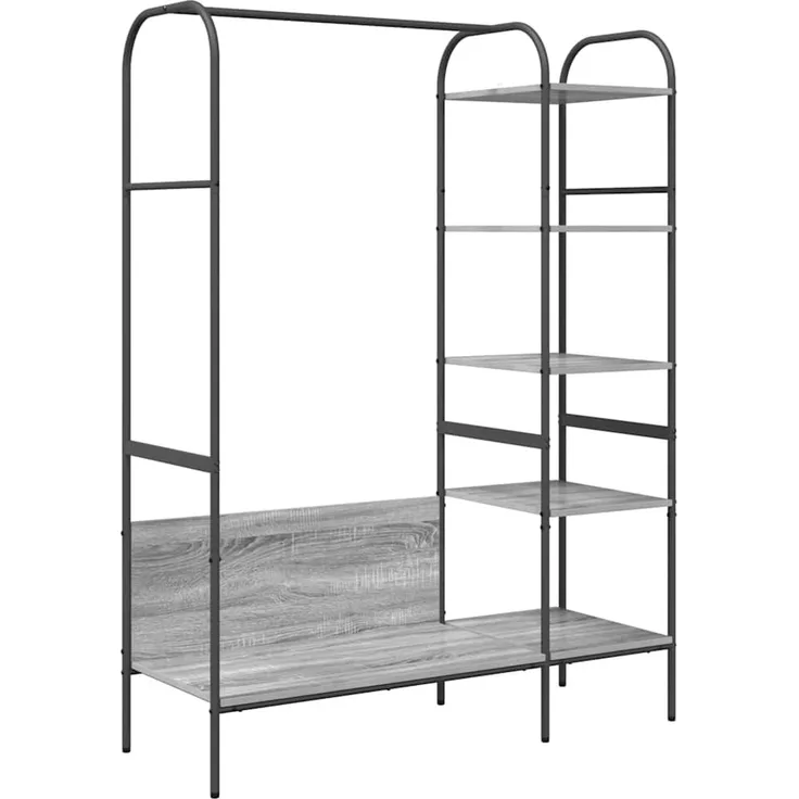 vidaXL Kleiderständer mit Regal Grau 120 x 44 x 160 cm Holzwerkstoff 868448