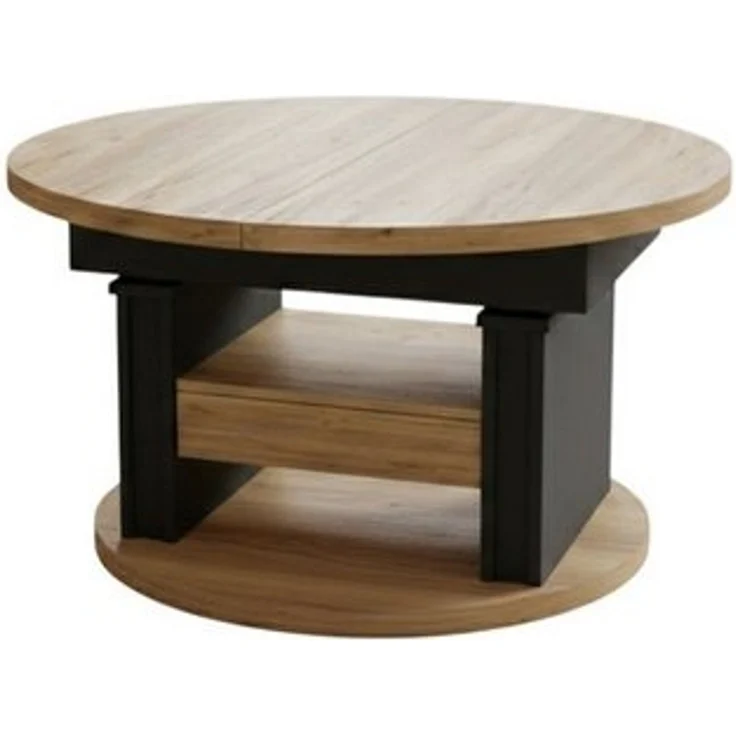 designimpex Couchtisch DA-999 rund ausziehbar höhenverstellbar mit Schublade Wohnzimmer Tisch, Funktionstisch, Wohnzimmertisch, Tisch, Esstisch, Sofatisch, Rollen – Bild 4